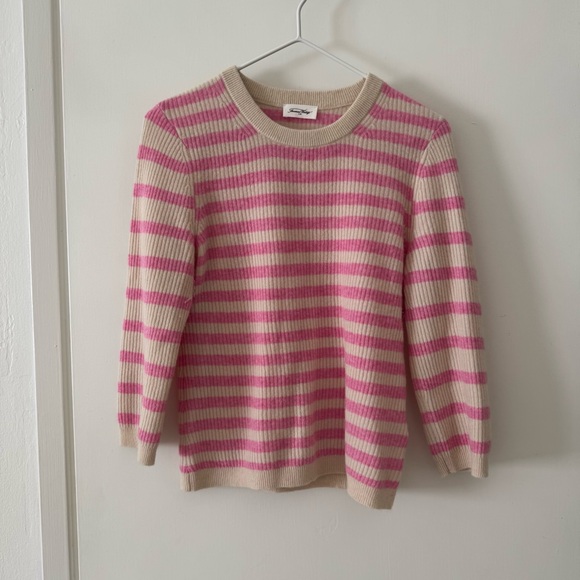 American Vintage Women's jumper Raxow Striped Knit in Pink and Cream - Picture 5 of 10